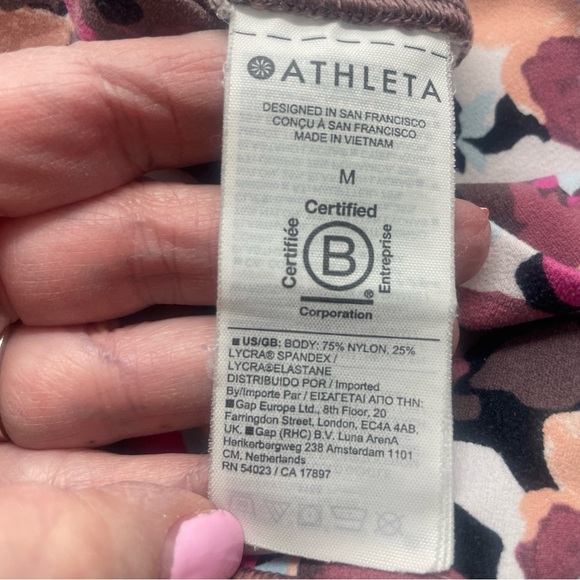 Athleta Pink and Brown Floral Leggings - Picture 2 of 11